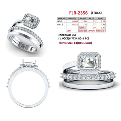 1.47 CT Emerald-cut Diamond Halo Bypass Ring