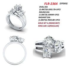 3.00 CT Multi Shape Diamond Three Stone Cluster Ring