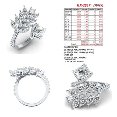 3.87 CT Multi Shape Diamond Leaf Bypass Ring