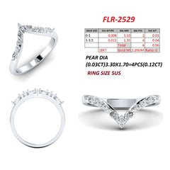 0.18 CT Marquise & Round Diamond Chevron Ring