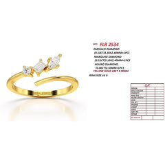 0.28 CT Emerald-cut, Marquise & Round Diamond Open Ring