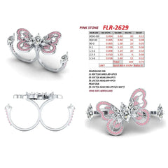3.35 CT Multi Shape Diamond Pink Stone Butterfly Two Finger Ring