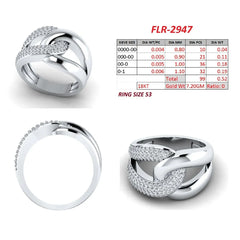 0.52 CT Round Diamond Interlocking Link Wide Band Ring