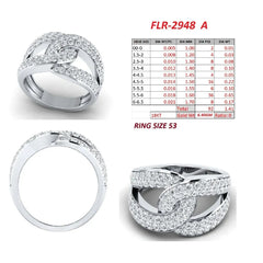 1.41 CT Round Diamond Interlocking Link Wide Band Ring