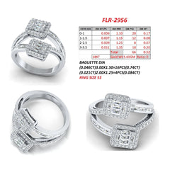 1.35 CT Baguette & Round Diamond Halo Bypass Ring
