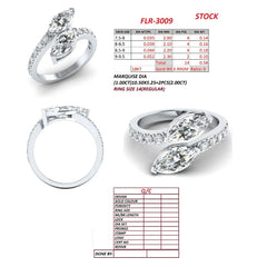 2.58 CT Marquise Diamond Crossover Ring