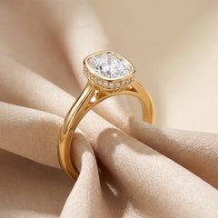 1.62 CT Cushion Diamond Hidden Halo Ring