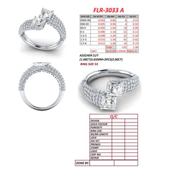 3.06 CT Asscher-cut & Round Diamond Pavé Bypass Ring