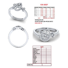 0.63 CT Marquise & Round Diamond Pear Halo Ring
