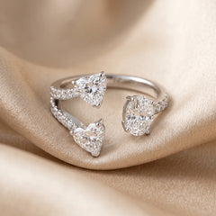 1.97 CT Multi Shape Diamond Open Three Stone Ring