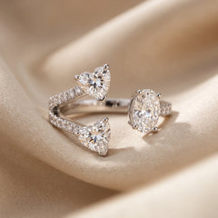 1.97 CT Multi Shape Diamond Open Three Stone Ring