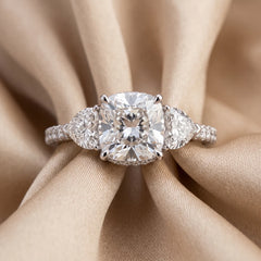 5.37 CT Cushion & Heart Cut Diamond Three Stone Ring