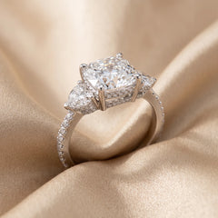 5.37 CT Cushion & Heart Cut Diamond Three Stone Ring