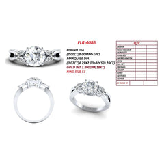 2.28 CT Round & Marquise Diamond Solitaire Ring