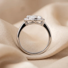2.34 CT Pear Diamond Halo Toi et Moi Ring