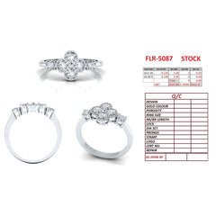 0.89 CT Round Diamond Clover Cluster Ring