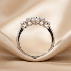 0.89 CT Round Diamond Clover Cluster Ring