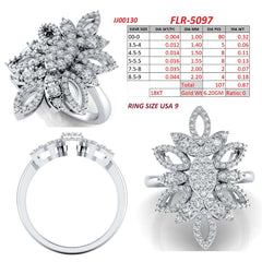 0.87 CT Diamond Flower Cocktail Ring