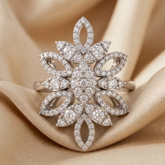 0.87 CT Diamond Flower Cocktail Ring