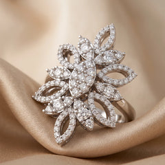0.87 CT Diamond Flower Cocktail Ring