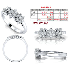 0.39 CT Round Diamond Triple Flower Cluster Ring