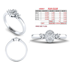 0.16 CT Round Diamond Oval Cluster Three-Stone Ring