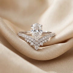 1.94 CT Pear Diamond Chevron Ring