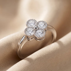 0.80 CT Round Diamond Clover Ring