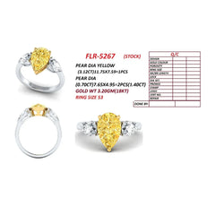 4.52 CT Yellow Pear Three Stone Ring