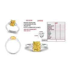 2.45 CT Yellow Radiant & Trilliant Three Stone Ring
