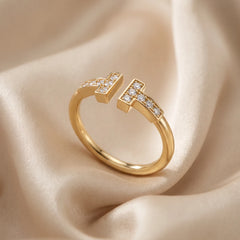 0.17 CT Round Diamond Open T-Bar Wrap Ring