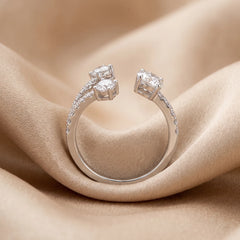 1.55 CT Oval & Round Diamond Open Three Stone Ring