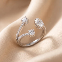 1.55 CT Oval & Round Diamond Open Three Stone Ring