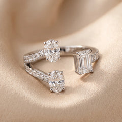 1.77 CT Multi Shape Diamond Open Three Stone Ring