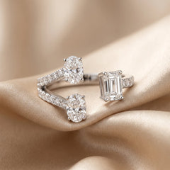 1.77 CT Multi Shape Diamond Open Three Stone Ring