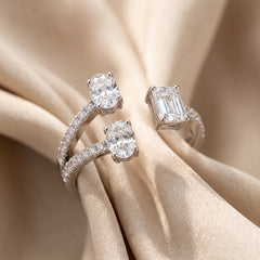 1.77 CT Multi Shape Diamond Open Three Stone Ring