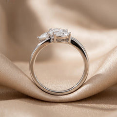 1.20 CT Pear Cut Diamond Trio Cluster Bypass Ring