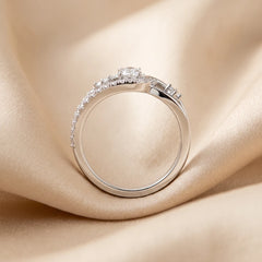 0.75 CT Oval & Round Diamond Split Shank Cocktail Ring