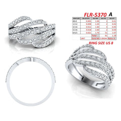 1.18 CT Round Diamond Multi-Row Wave Ring
