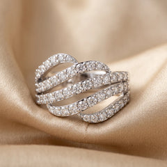 1.18 CT Round Diamond Multi-Row Wave Ring