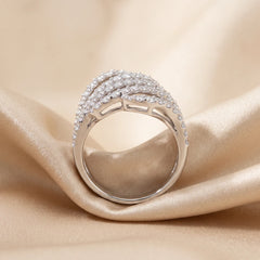 1.18 CT Round Diamond Multi-Row Wave Ring