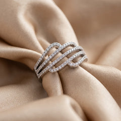 0.37 CT Round Diamond Multi Row Wave Ring