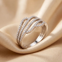 0.37 CT Round Diamond Multi Row Wave Ring