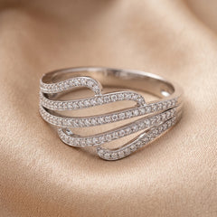 0.37 CT Round Diamond Multi Row Wave Ring