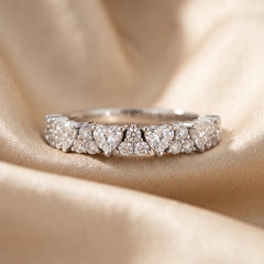 0.87 CT Heart & Round Diamond Band Ring