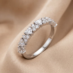 0.87 CT Heart & Round Diamond Band Ring