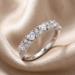 0.87 CT Heart & Round Diamond Band Ring