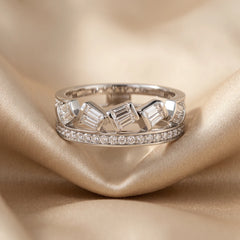 0.51 CT Baguette & Round Diamond Band Ring