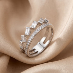 0.51 CT Baguette & Round Diamond Band Ring