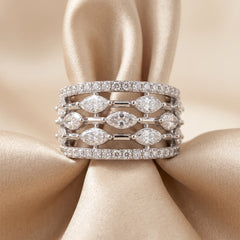 1.78 CT Marquise & Round Diamond Multi-Row Band Ring